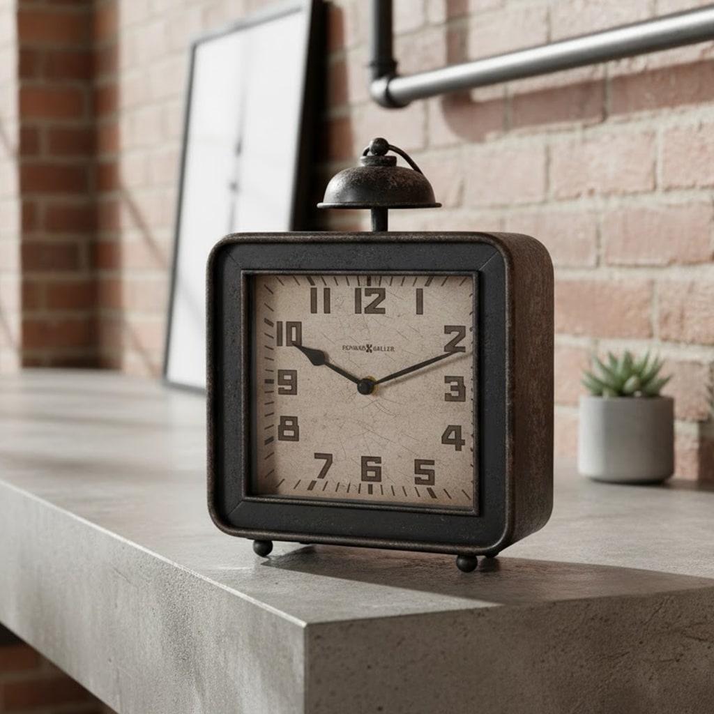 Howard Miller Collins Industrial Vintage Mantel Clock
