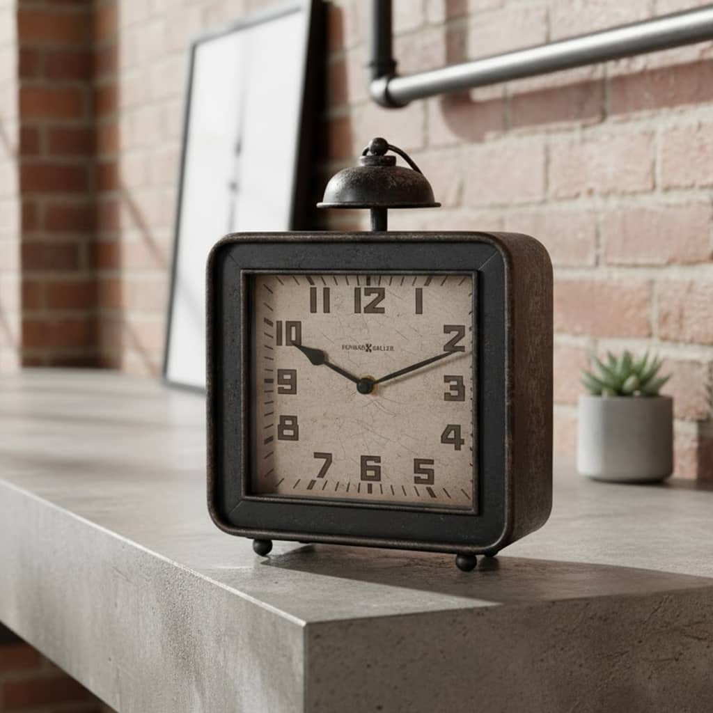 Howard Miller Collins Industrial Vintage Mantel Clock