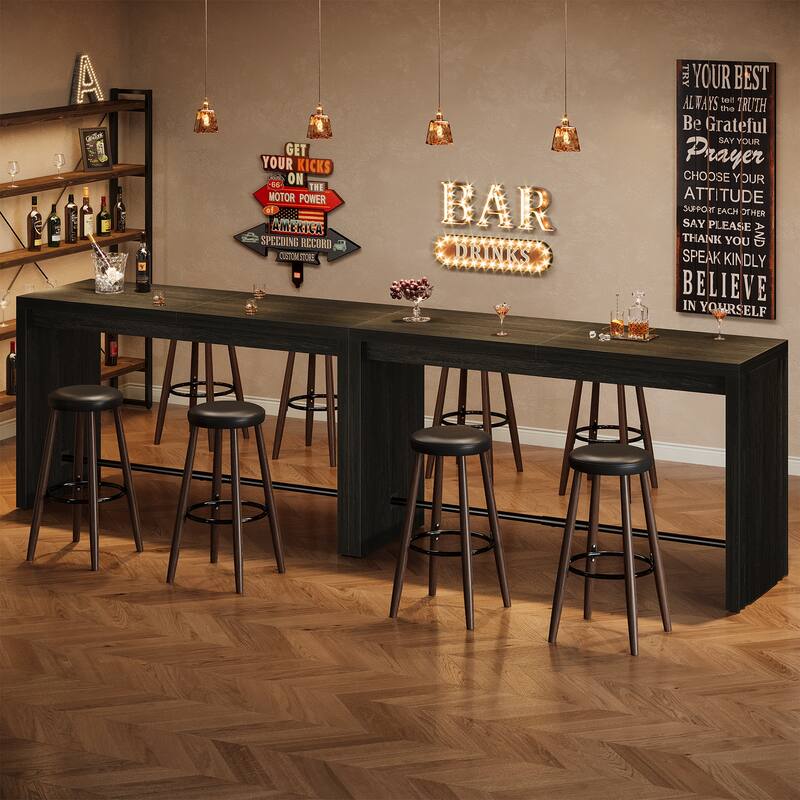 63 Inch Bar Table with Footrest for Kitchen, Dining Room, Living Room, Bistro - 63" L x 19.69" W x 35.43" H