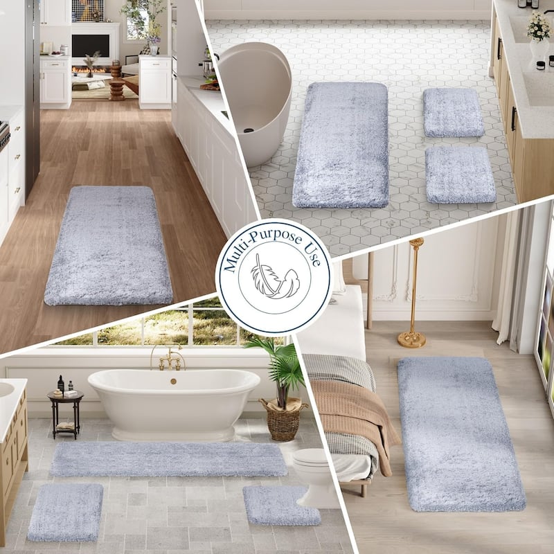 Bathroom Rug Non Slip Bath Mat for Bathroom, Water Absorbent Soft Microfiber Shaggy Bathroom Mat Machine Washable Bath Rug