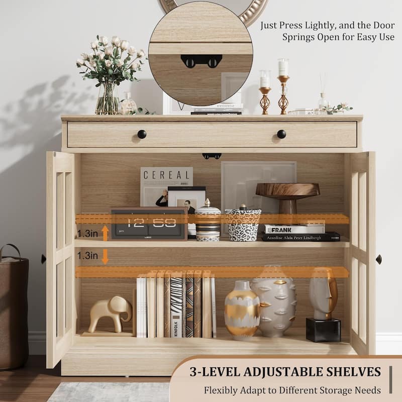 35.4" Sideboard Buffet Cabinets with Glass Door