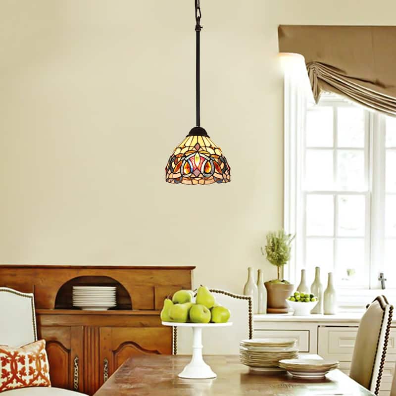 Tiffany-Style Victorian Design 1-light Dark Bronze Hanging Pendant