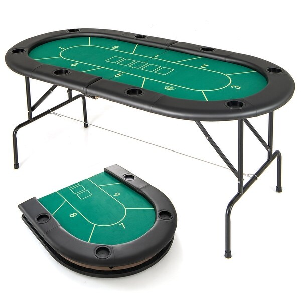 Portable Poker Table with Non-Slip Base and Cup Holders - 72