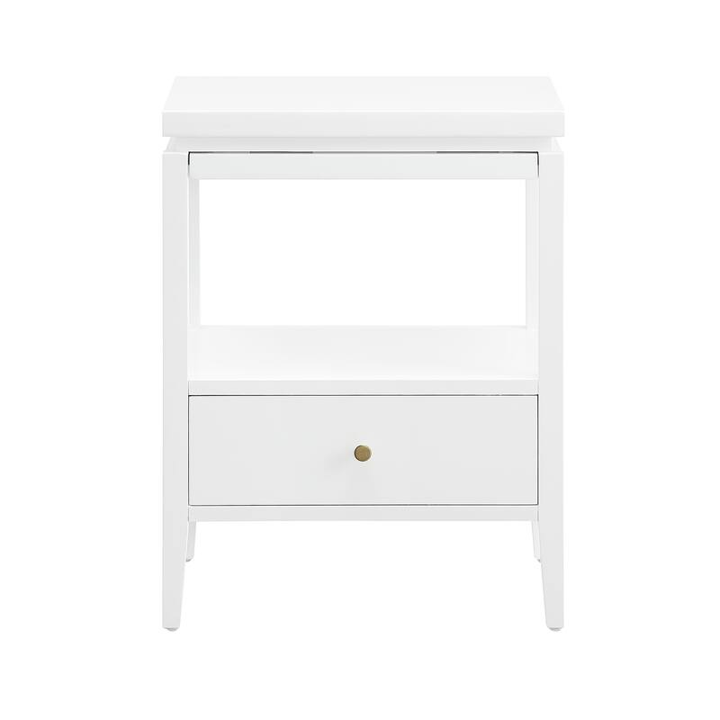 Modern Nightstand with Drawer and Floating Shelf Tapered Legs Design