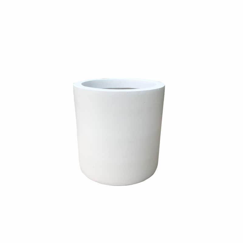 15.8"W Round Pure White Concrete/Fiberglass Indoor Outdoor Modern Seamless Planter - 15.8"W x 15.8"L x 15.8"H