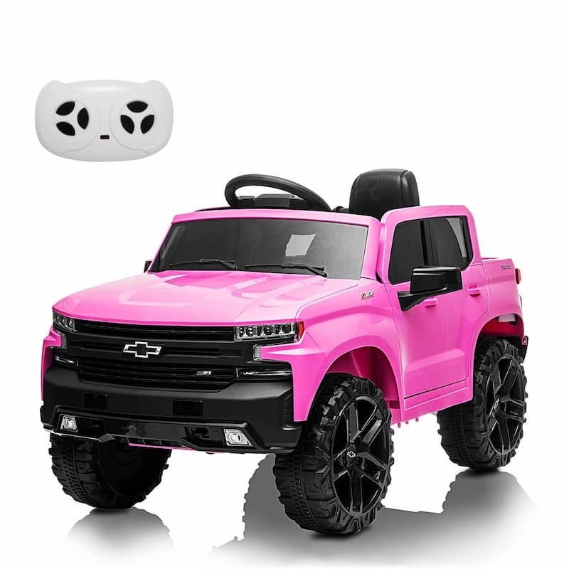 12V Kids Ride on Car , Licensed Chevrolet Silverado Kids Ride on Tuck Car - Pink