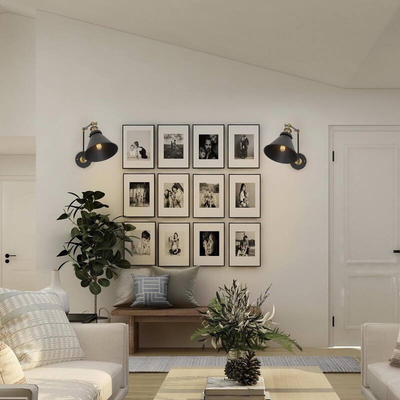 Carbon Loft Modern Black Gold Swing Arm Lights Wall Sconces for Bedroom