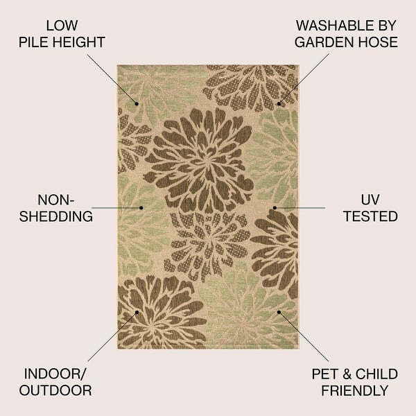 dimension image slide 5 of 16, JONATHAN Y Floral Textured Weave Indoor/Outdoor Area Rug