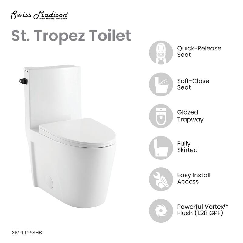 Swiss Madison St. Tropez One-Piece Elongated Toilet Left Side Vortex