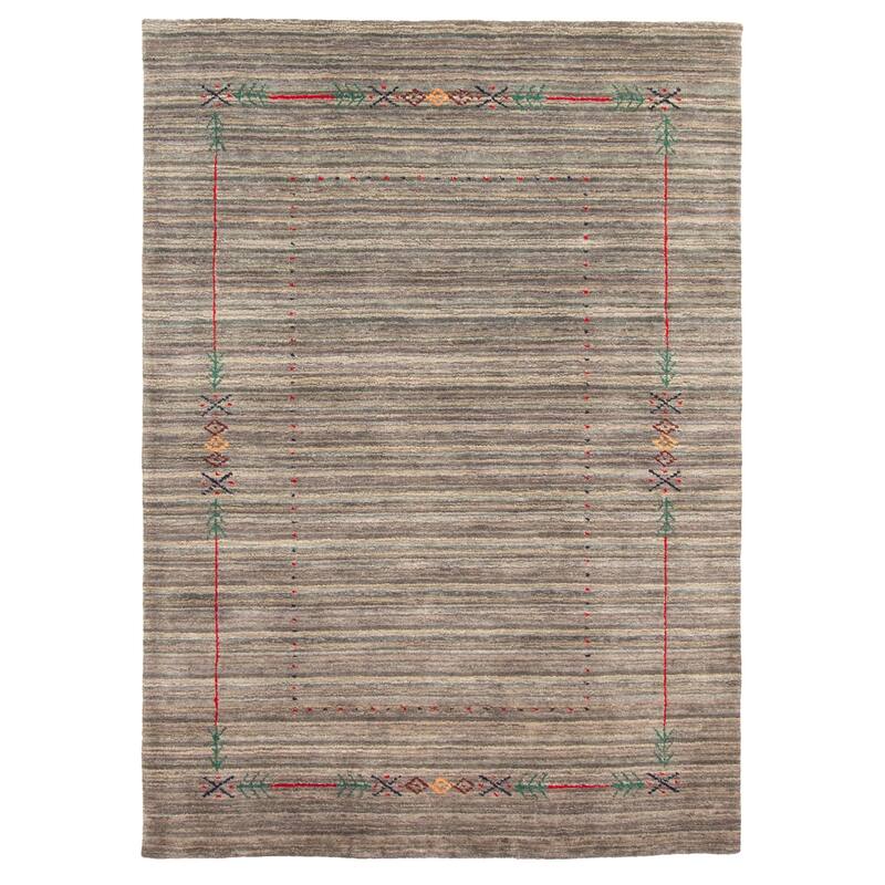 ECARPETGALLERY Hand Loomed Kashkuli Gabbeh Grey Wool Rug - 4'0 x 5'8
