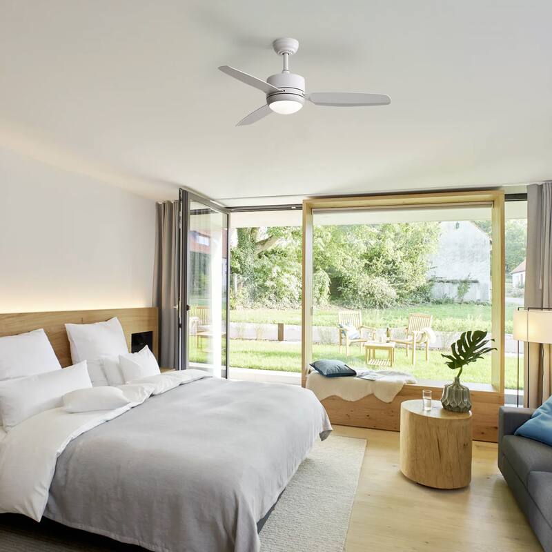 Sofucor 46 Inch Ceiling Fans with Light,Small Indoor/Outdoor,Remote Control,3 ABS Blades