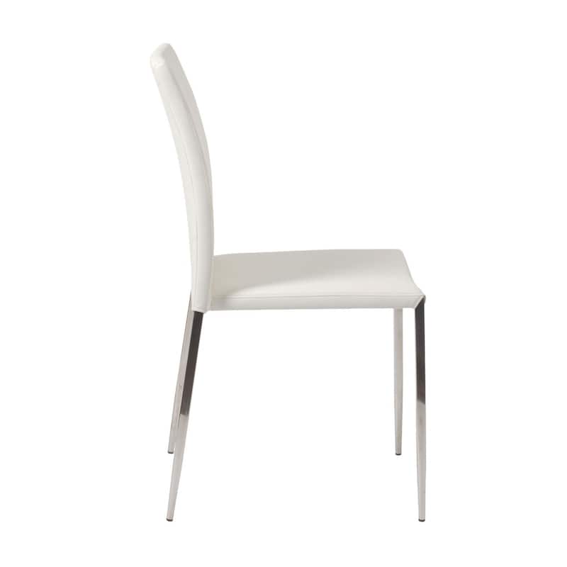 HomeRoots Set of Two Gray Faux Faux Leather Steel Stacking Chairs