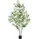 preview thumbnail 19 of 17, 6 FT Artificial Eucalyptus Tree with Round Leaves,Realistic Fake Indoor Outdoor Plant in White Pot Black - 7ft