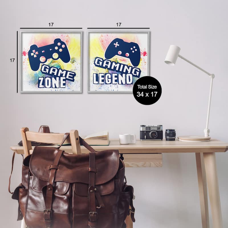 Stupell Retro Splatter Game Phrases Framed Giclee Art Design By Marcus Prime (Set of 2)
