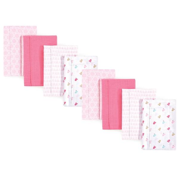 slide 1 of 1, Luvable Friends Girls Cotton Poly Flannel Burp Cloths 8-Pack, Birdies, One Size - Birdies 8-Pack - One Size