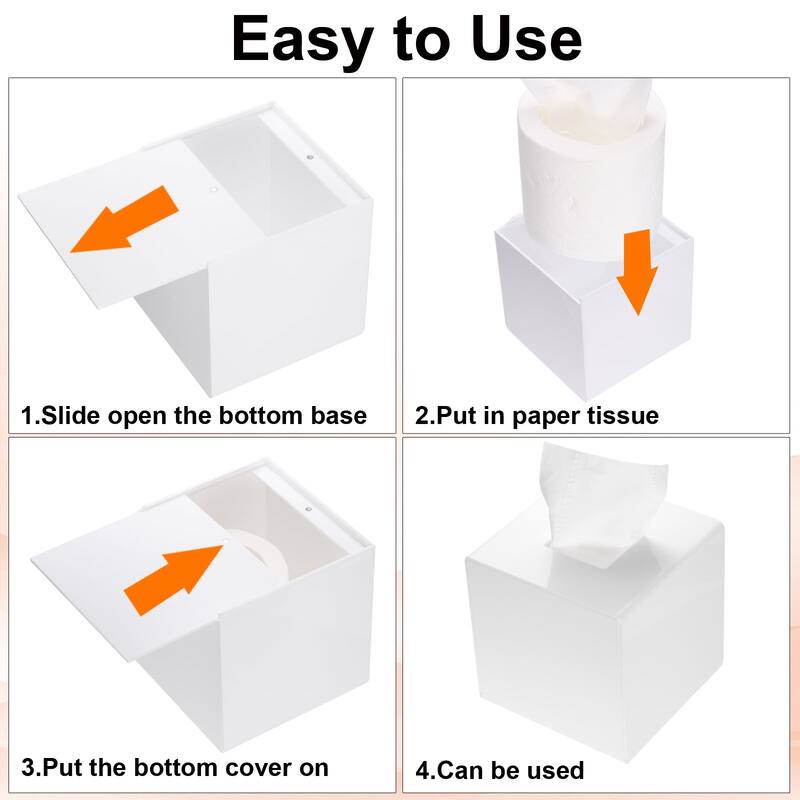 Tissue Box Cover with Base Square Tissue Box Holder for Home Office