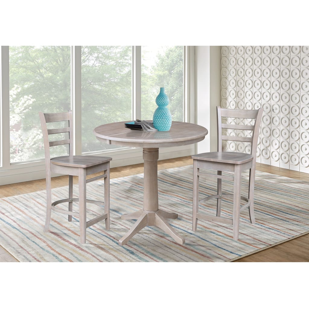 36" Round Extension Dining Table with 2 Stools - 3 Piece Set