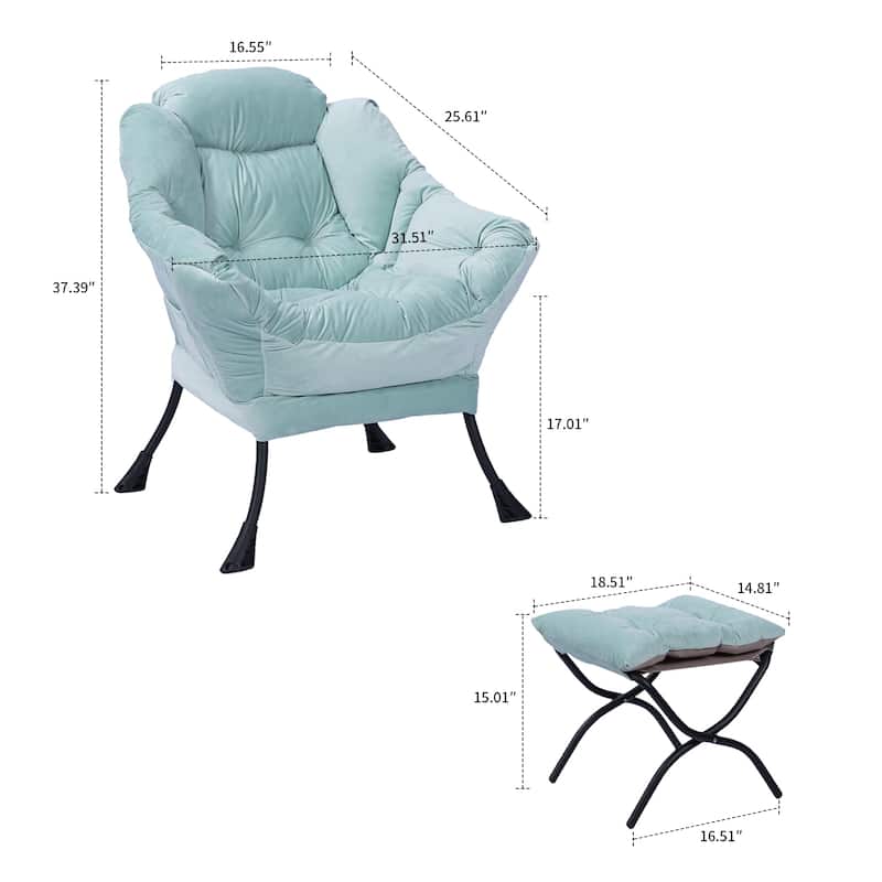 Modern Stylish Fabric Upholstered Accent Leisure Chair with an Ottoman