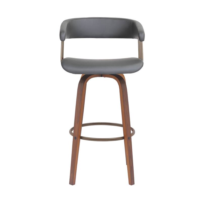 Topanga Modern Swivel Bar Stool, Upholstered Counter Height Chair with Bentwood Legs