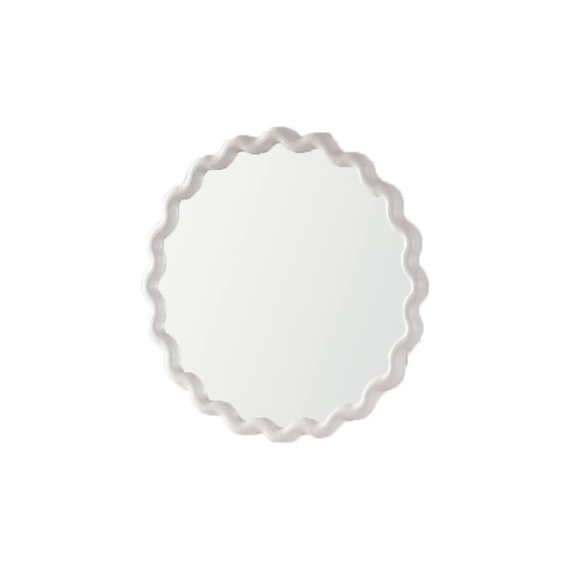 White Scalloped Round Wall Mirror