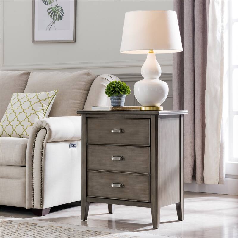Laurent Solid Wood Side Table with USB-C Charging Station