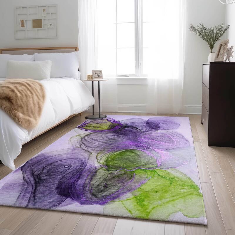 Premium Washable Super Soft Abstract Contemporary Mayfield Rug - Purple - 3' x 5' - Rectangle