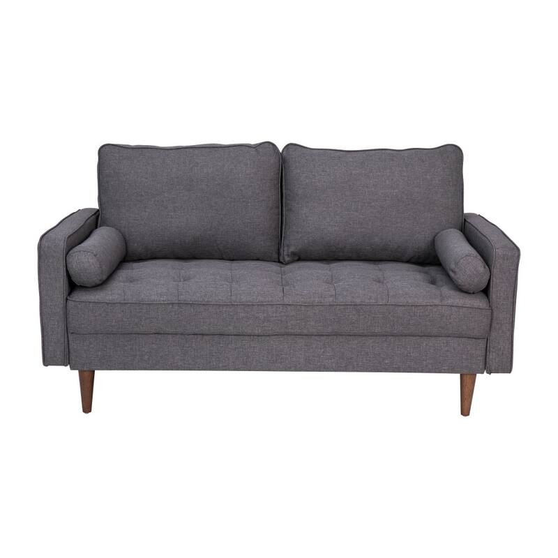 Compact Upholstered Tufted Loveseat with Wooden Legs