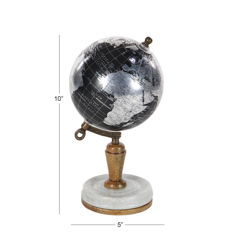 Plastic Educational/Geographic Earth Globe with Marble Base - Black - Roche River Decor