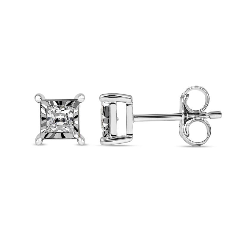 1/20ct to 3/4ct TDW Diamond Solitaire Stud Earrings in Silver for Women