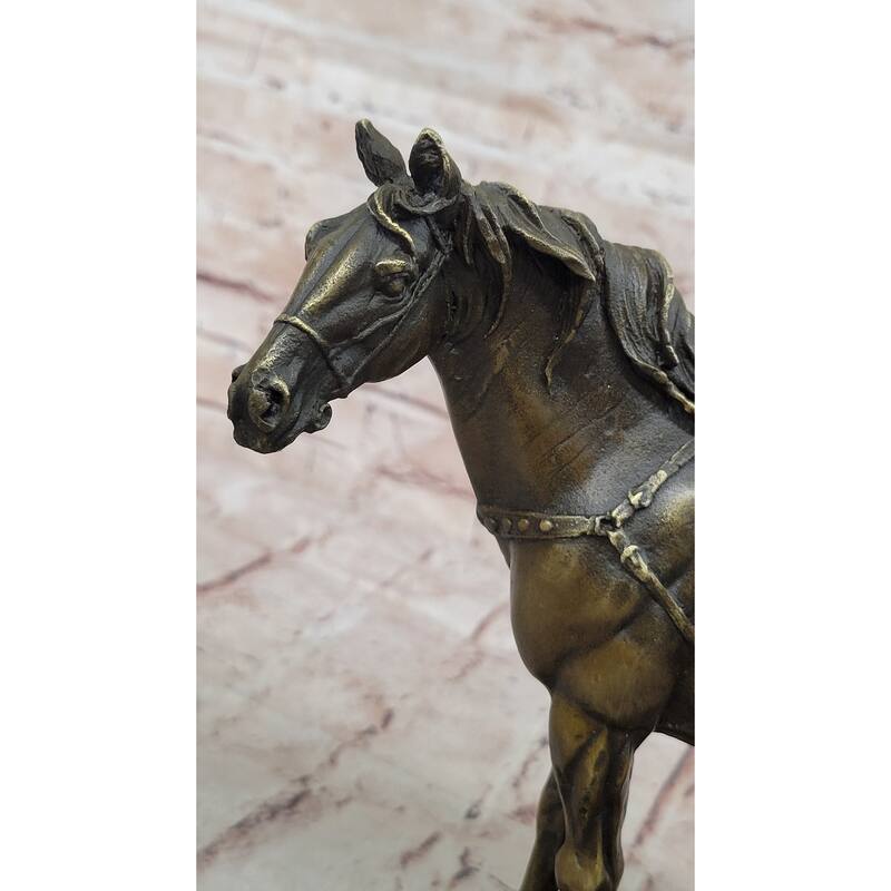 Large Original Loving Horse With His Saddle Western Art Cowboy Bronze Sculpture