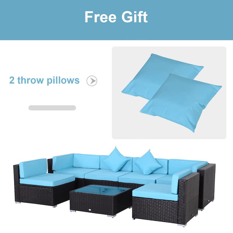 Outsunny 7-Piece Outdoor Wicker Patio Furniture Set