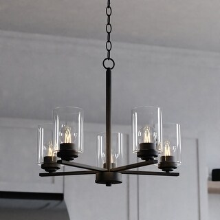 Park Ridge 5-Light Round Chandelier, Clear Glass Shade, Pendant Fixture for Dining Table Kitchen Entryway Bedroom Island