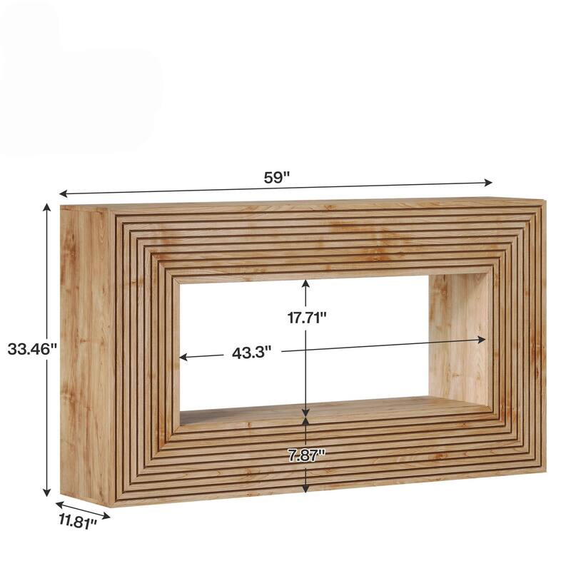 59" Farmhouse Fluted Entryway Console Table with Storage for Living Room and Hallway