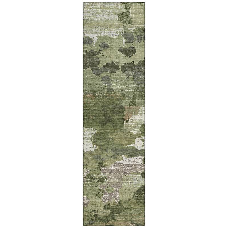 Machine Washable Indoor/ Outdoor Abstract Casual Chantille Rug