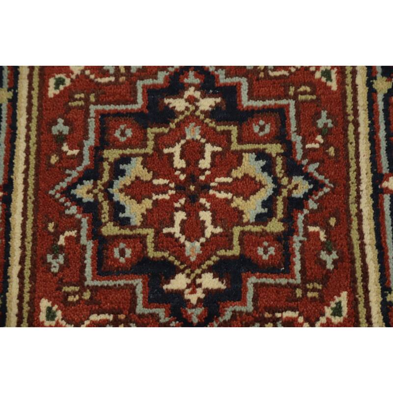Hand Knotted Oriental 100% Wool Carpet Traditional Medallion Oranges & Rust Heriz (serapi) Area Rug - 3' 0'' X 2' 0''