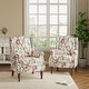 preview thumbnail 2 of 85, 2 Set Transitional Patterned Wingback Accent Chairs with NailHead