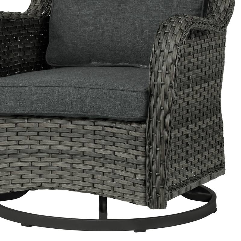 3 Pieces Patio Bistro Set Outdoor Swivel Rocking Chair with Side Table