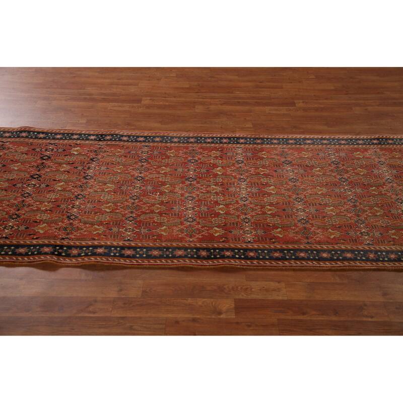 Shiraz Kashkoli Persian Vintage Runner Rug Handmade Wool Carpet - 3'3"x 9'9"