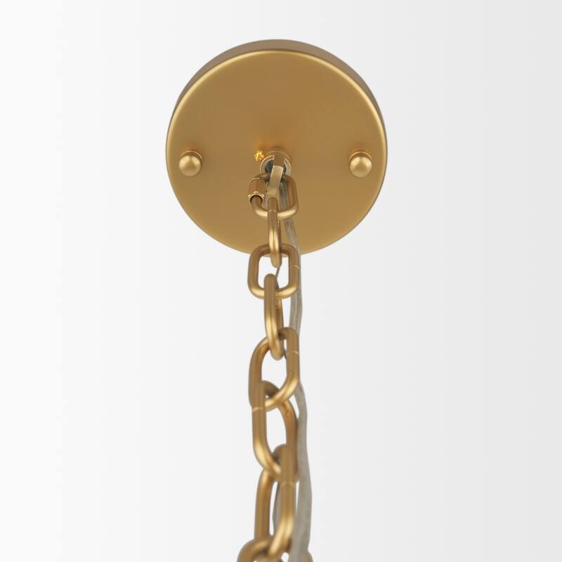 Edie Brushed Gold Metal w/ Frosted Glass Globes 6-Light Chandelier - 29.9L x 29.9W x 24.0H