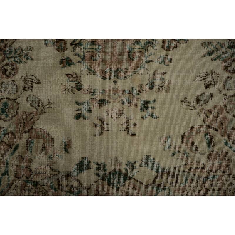 Hand Knotted Oriental 100% Wool Carpet Transitional Floral Beige & Ivories Anatolian Area Rug - 9' 5'' X 5' 8''