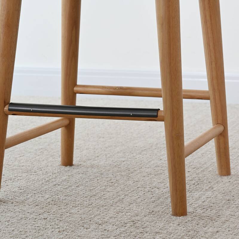 25.5" Swivel Solid Wood Leg Upholstered Counter Stool(Set of 4)