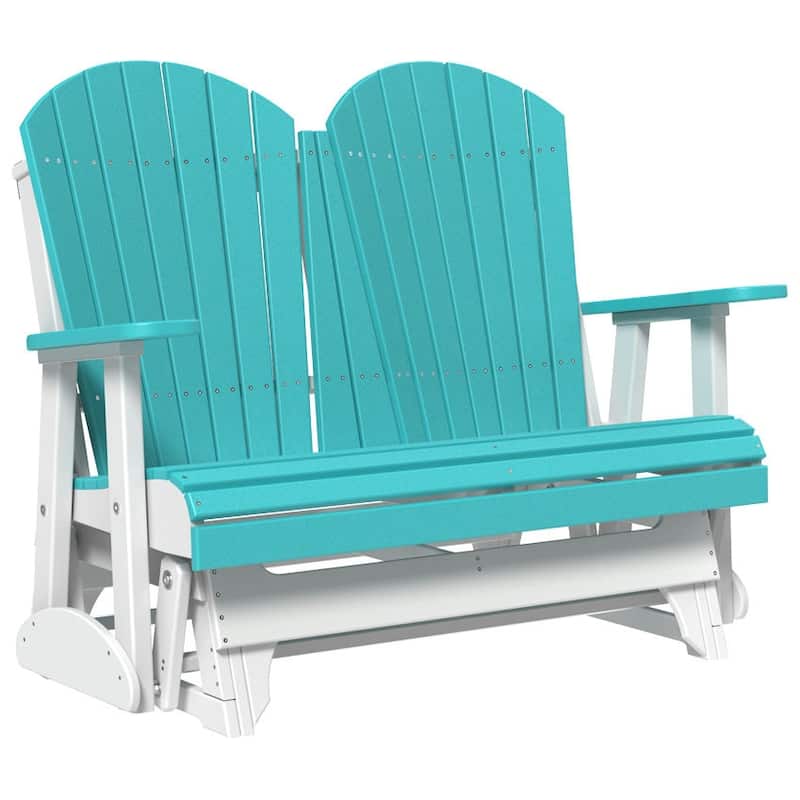 Poly Lumber Adirondack Glider - 4' - Aruba Blue & White