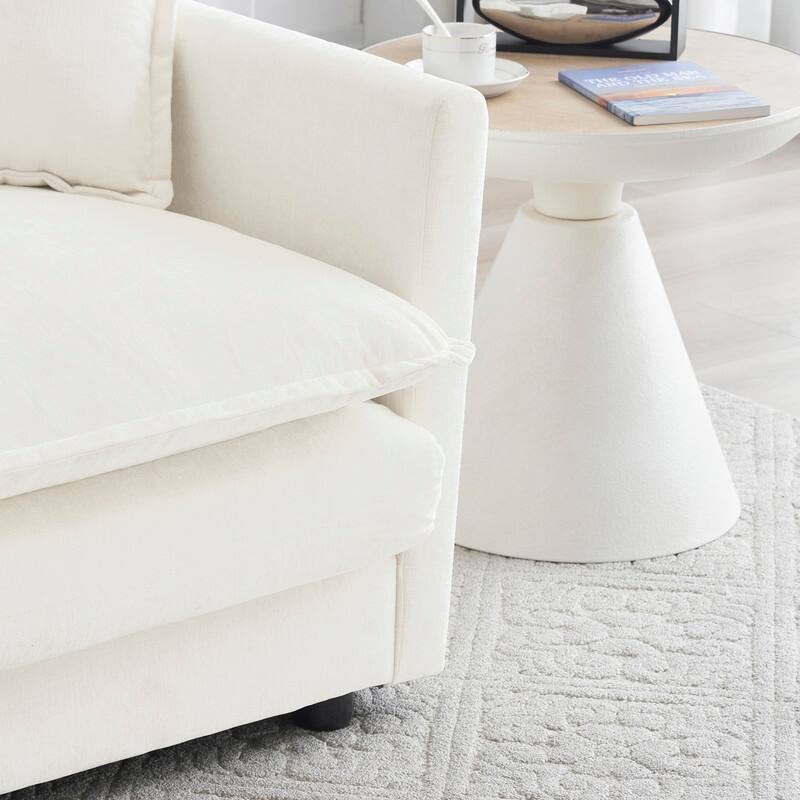 Modern Accent Chair with Ottoman, Living Room Club Chair Chenille Upholstered Armchair , Reading Chair for Bedroom