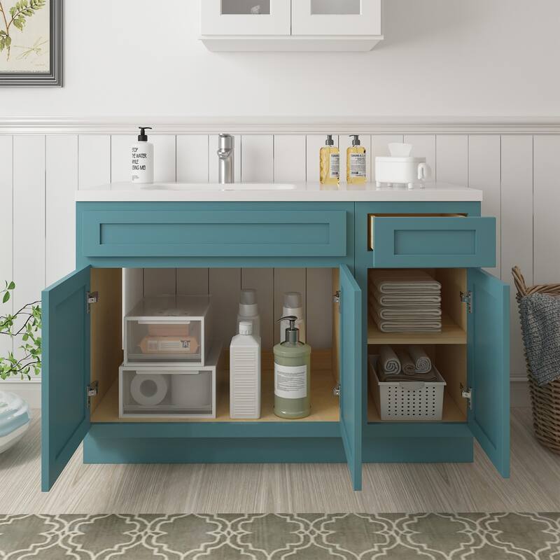 Vanity Art 45" Oak Freestanding Bathroom Vanity Cabinet without Top