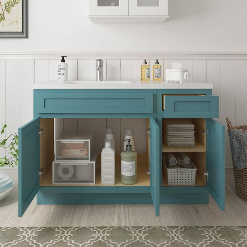 Vanity Art 54" Oak Freestanding Bathroom Vanity Cabinet without Top