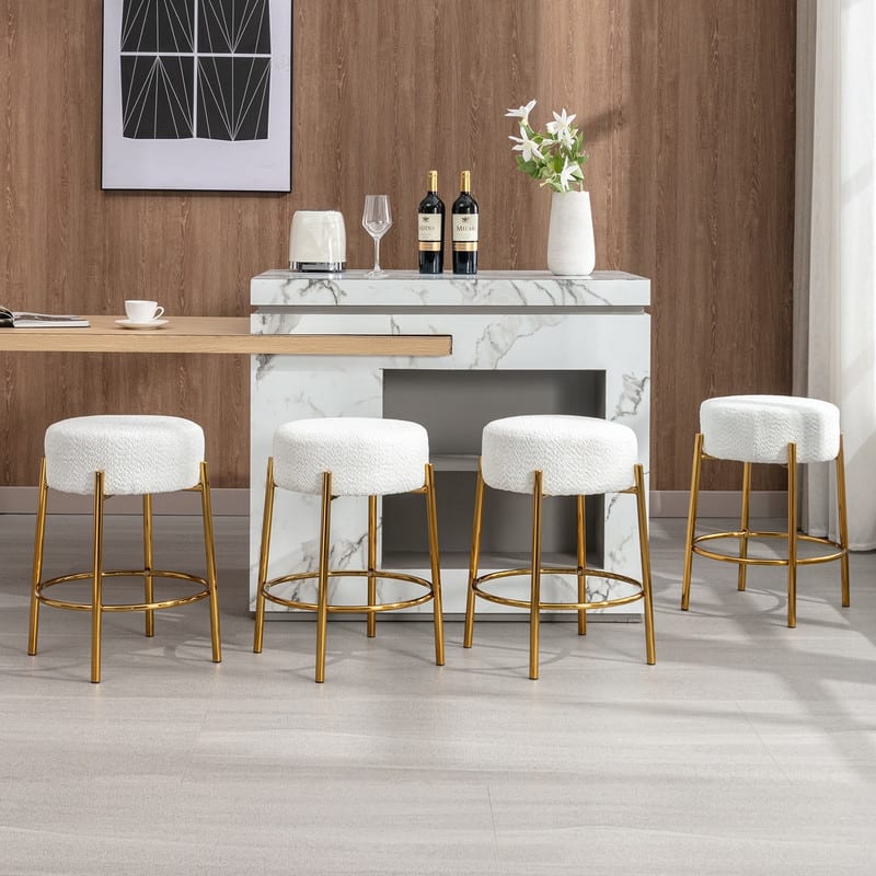 Mixoy Backless 24"Counter Height Velvet Bar Stools with steel Legs