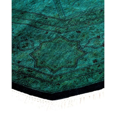 Fine Vibrance, One-of-a-Kind Hand-Knotted Area Rug - Green, 6' 1" x 6' 1" - 6' 1" x 6' 1"