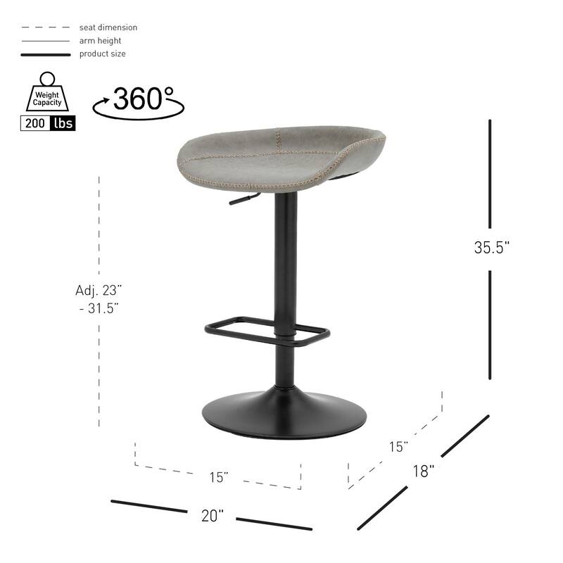 NPD Furniture Rogue KD Faux Leather Gaslift Bar Stool (Set of 2)