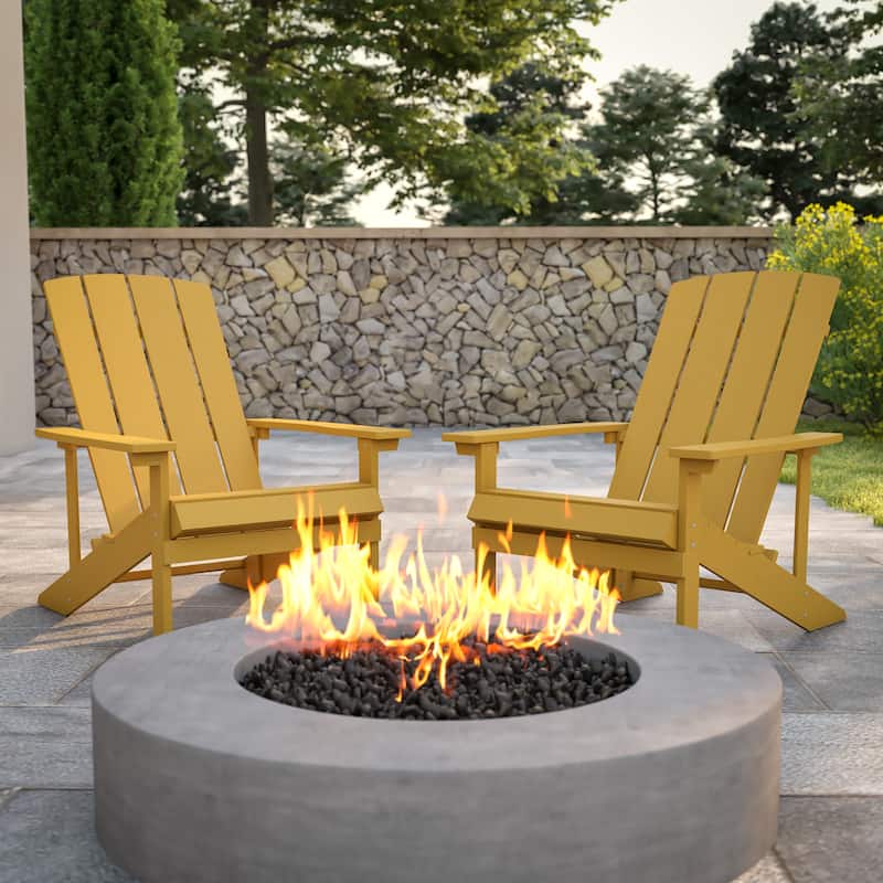 Outdoor All-Weather Poly Resin Wood Adirondack Chairs (Set of 2) - Yellow