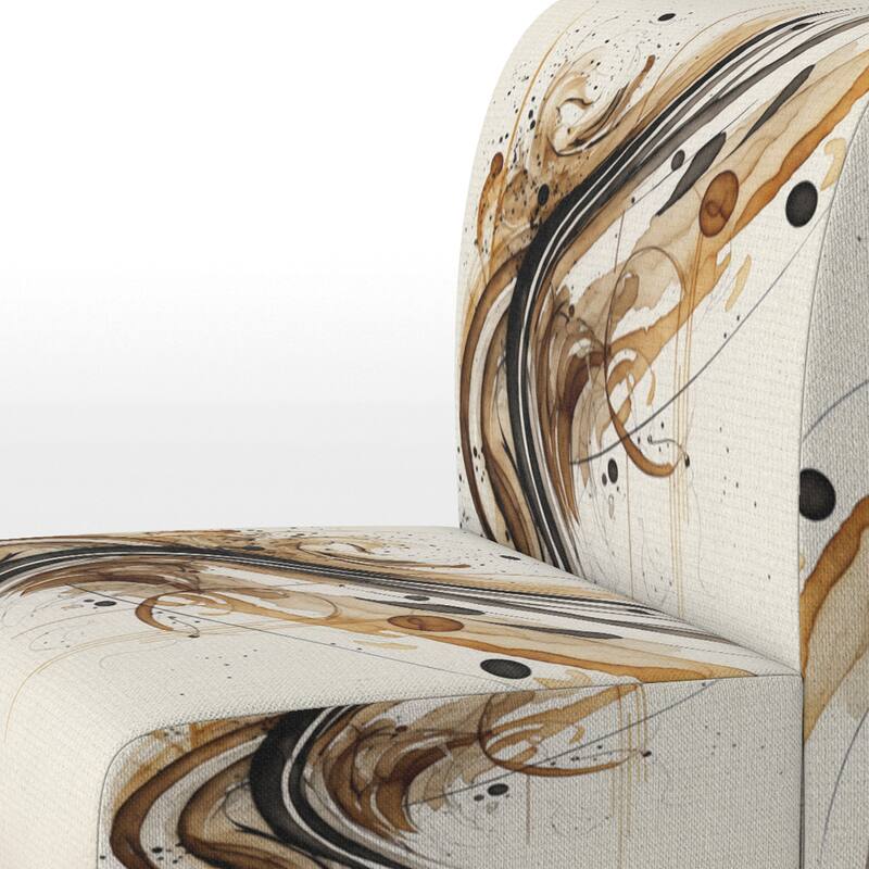 Designart "Brown And Black Movement I" Upholstered Modern & Contemporary Accent Chair and Modern & Contemporary Arm Chair